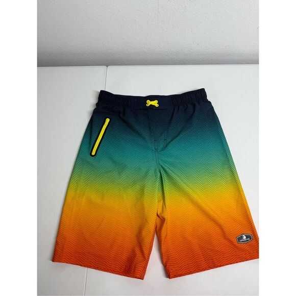 Rokka&Rolla Boys' 4-Way Stretch Swim Trunks Board Shorts Swim Sz XXL Neon Waves - Picture 1 of 8